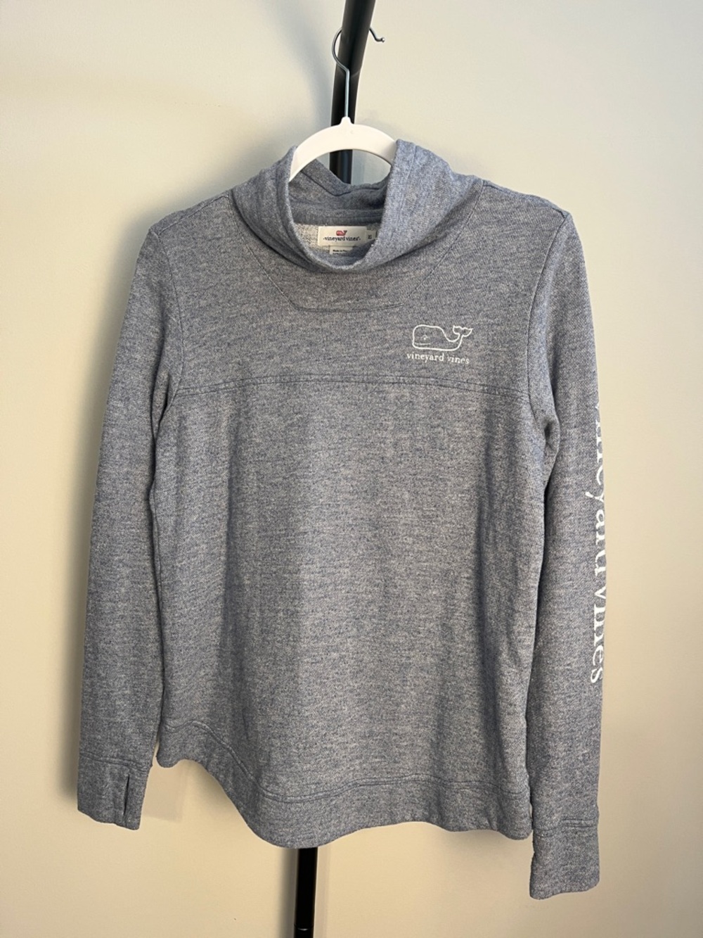 Vineyard Vines Funnel Neck Pullover Blue Gray Relaxed XS